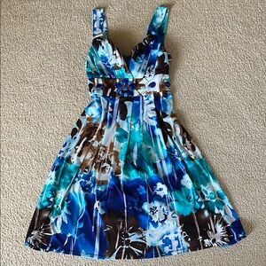 Elegant Blue Floral Dress